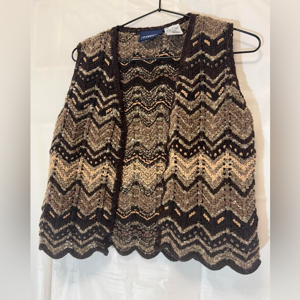 Brown Chevron Knit Sweater Vest